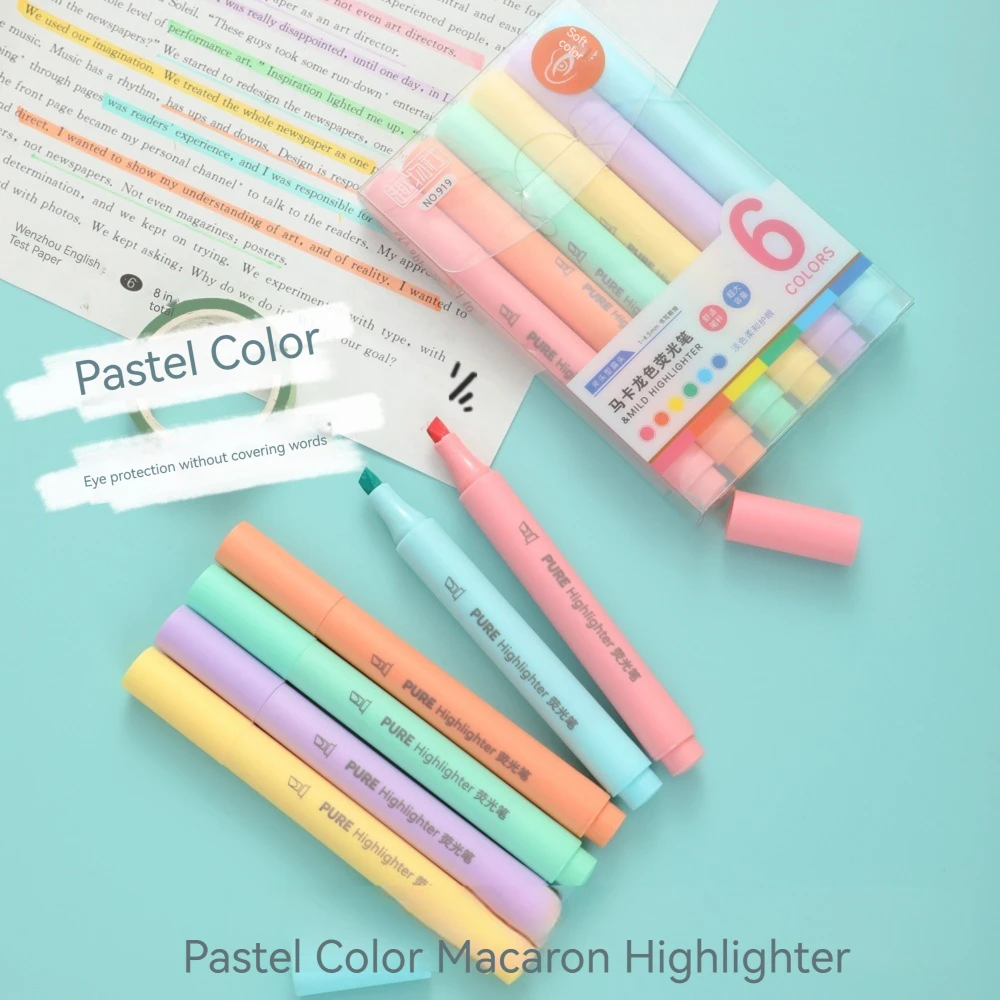 6 개/대 파스텔 컬러 마카롱 형광펜 펜 마커 펜 형광 - Pastel Highlighter Set Double Ended 리뷰 및 가격